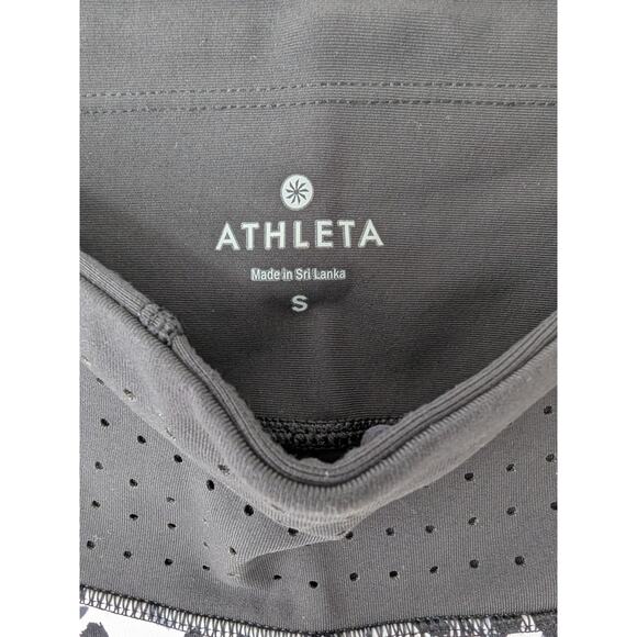 Athleta Printed Stealth TruCool Capri Small Gym Running Athletic Black White - Picture 6 of 12
